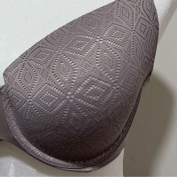 Auden Gray Full-Coverage Underwire Bra with Floral Pattern Size 38DD - Picture 4 of 6